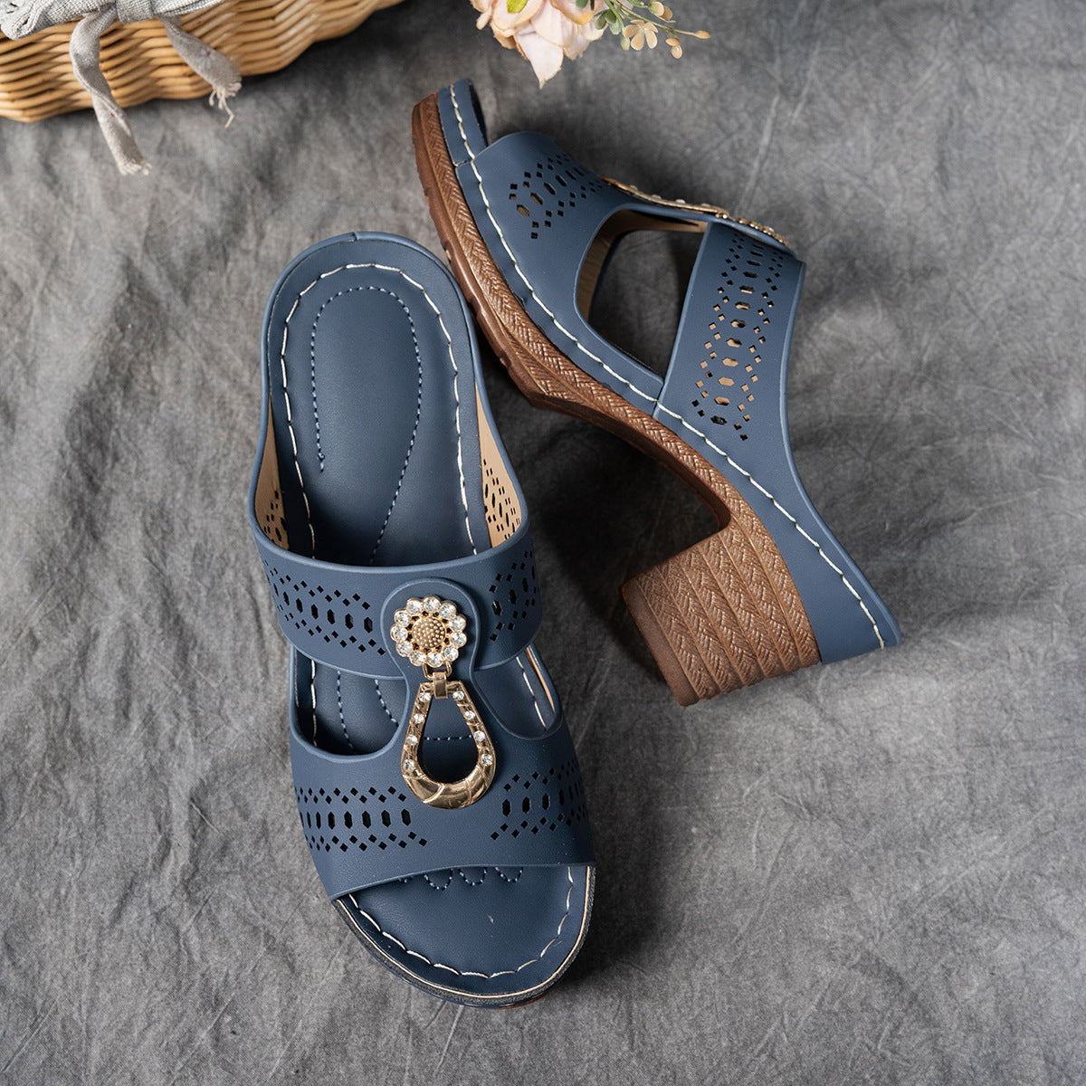 Valeene | Women’s Rhinestones Heel Sandals with Orthopaedic Cushioning