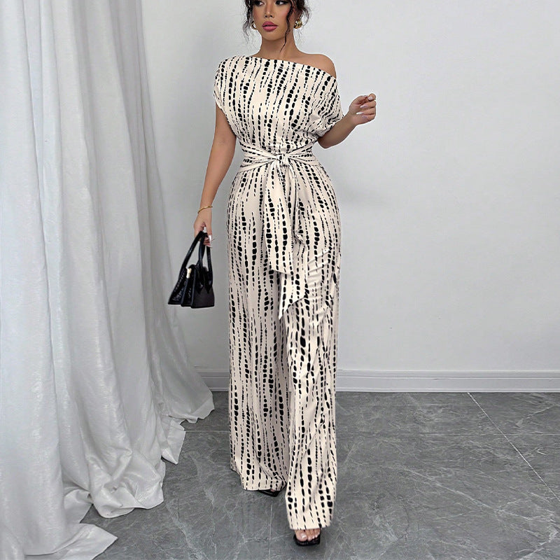 Mona | Women’s Off Shoulder Jumpsuit with Printed Pattern