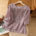 Tamsina | Women’s Embroidered Relaxed Blouse with Delicate Embroidery