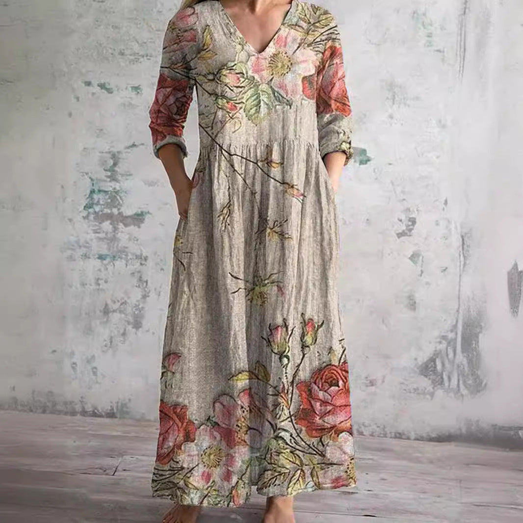 Ivory | Women’s Ivory Maxi Dress with Floral Print