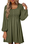 Penny | Women's Smocked Square Neck Puff Sleeve A-Line Mini Dress