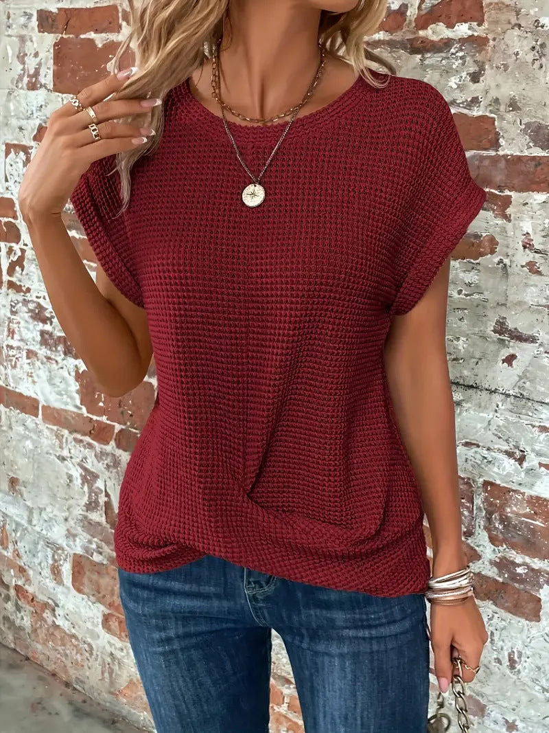 Sylvia | Women’s Waffle Knit Tee with Relaxed Fit