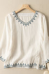 Mary™ | Embroidered V-Neck Blouse