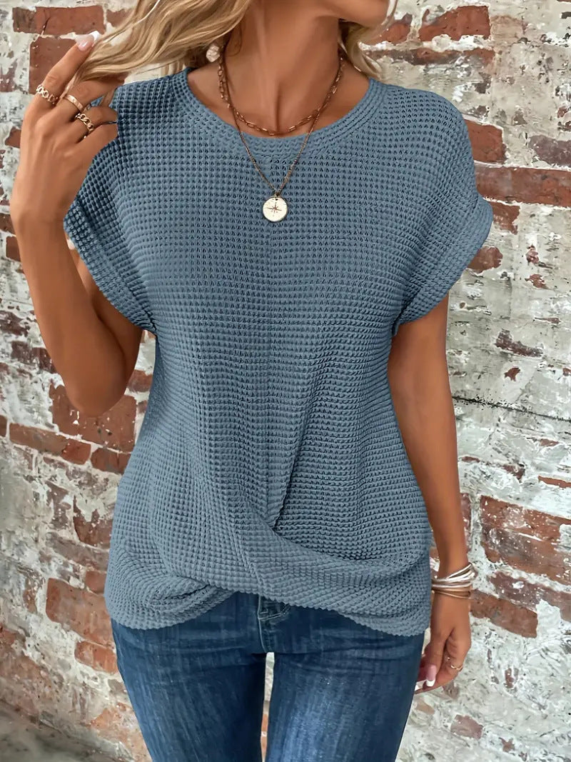 Sylvia | Women’s Waffle Knit Tee with Relaxed Fit
