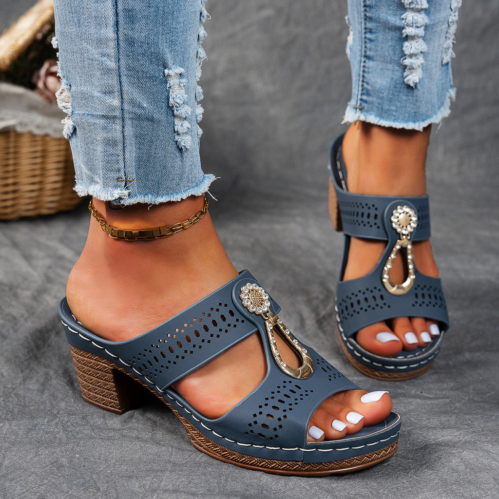 Valeene | Women’s Rhinestones Heel Sandals with Orthopaedic Cushioning