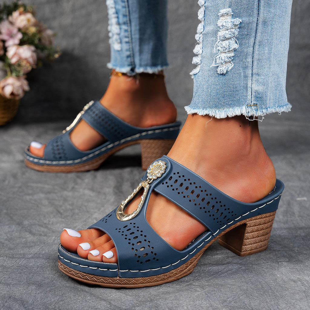 Valeene | Women’s Rhinestones Heel Sandals with Orthopaedic Cushioning