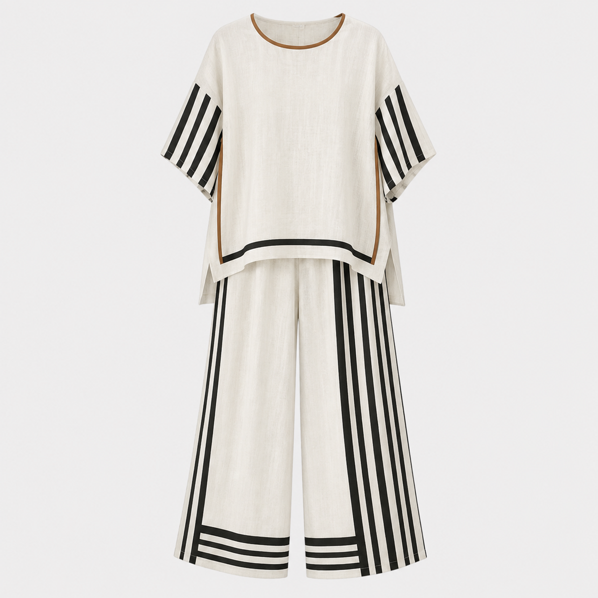 Olivia Brennan | Striped Linen-Blend Two-Piece Set For Women