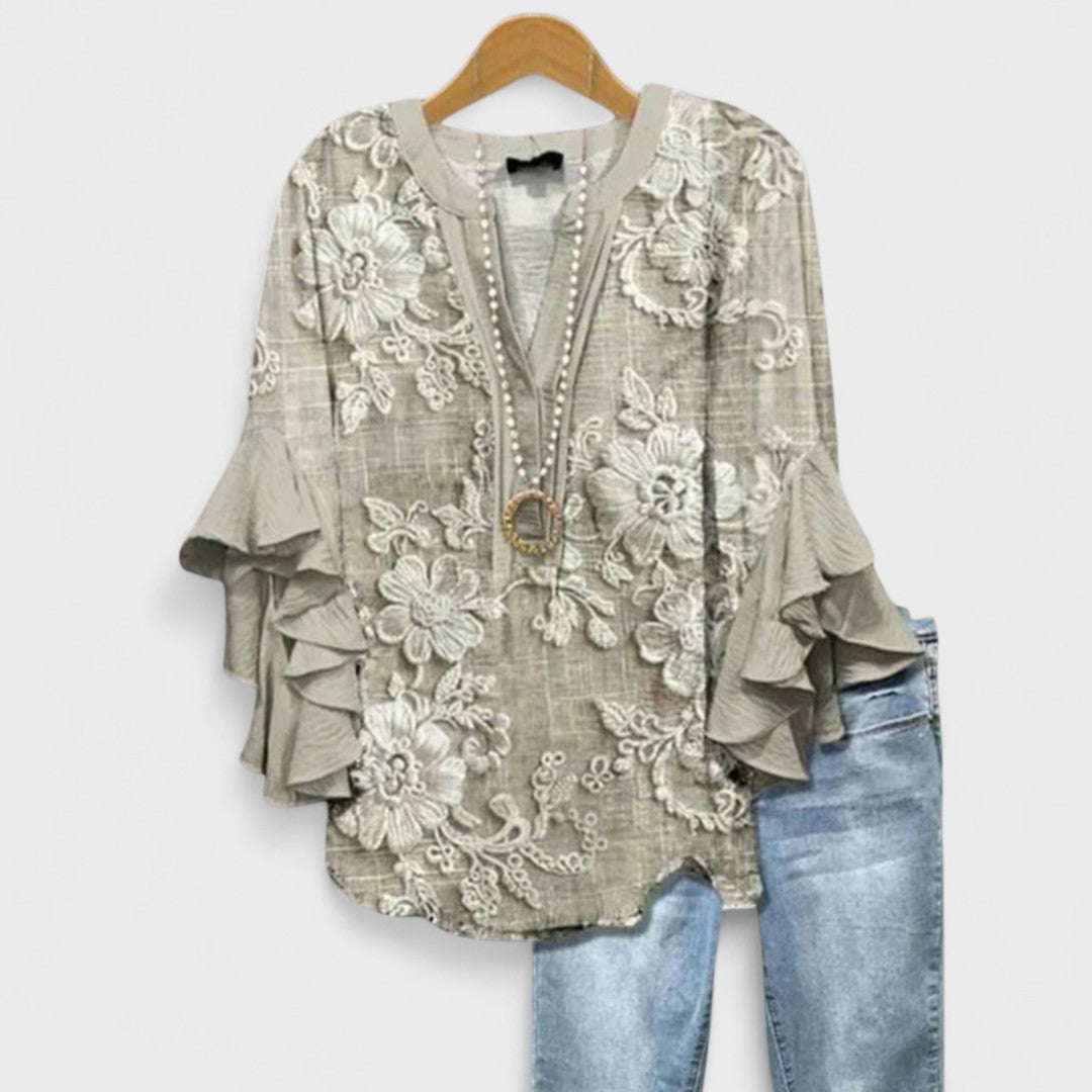 Aisha | Women’s Elegant Blouse with Ruffle Sleeves
