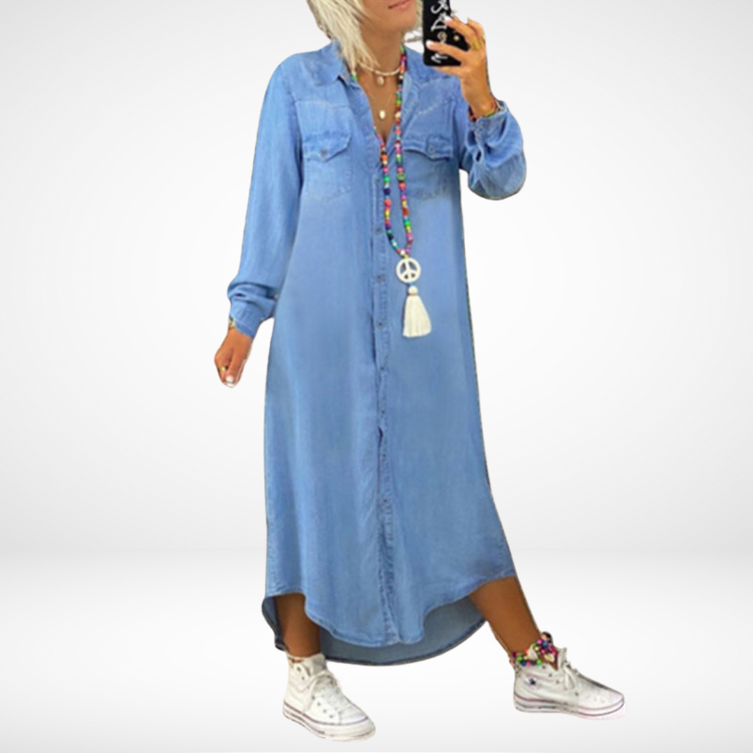 Verity | Women’s Long Sleeve Maxi Dress with Drape