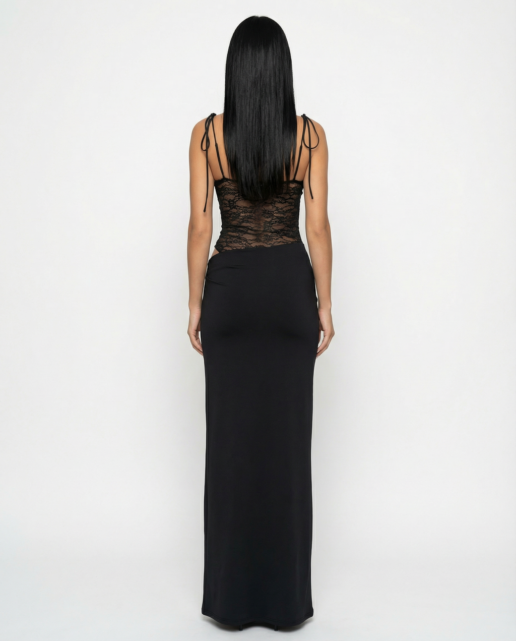 Harriet Collins | Lace Panel Tie-Shoulder Maxi Dress For Women