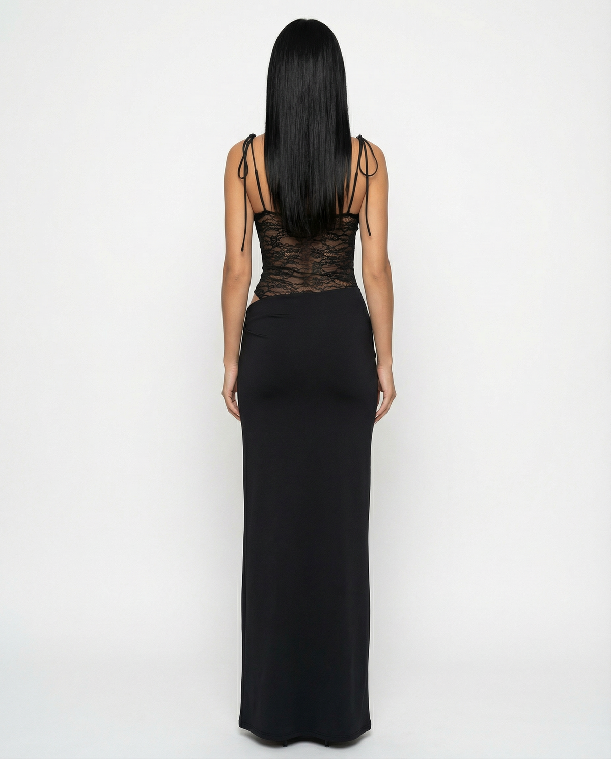 Harriet Collins | Lace Panel Tie-Shoulder Maxi Dress For Women