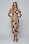 Amelia Thornton | V Neck Floral Embroidered Midi Dress For Women