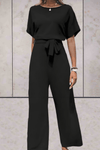 Noa | Women's Wide-Leg Jumpsuit Short Sleeve Belted Casual Playsuit