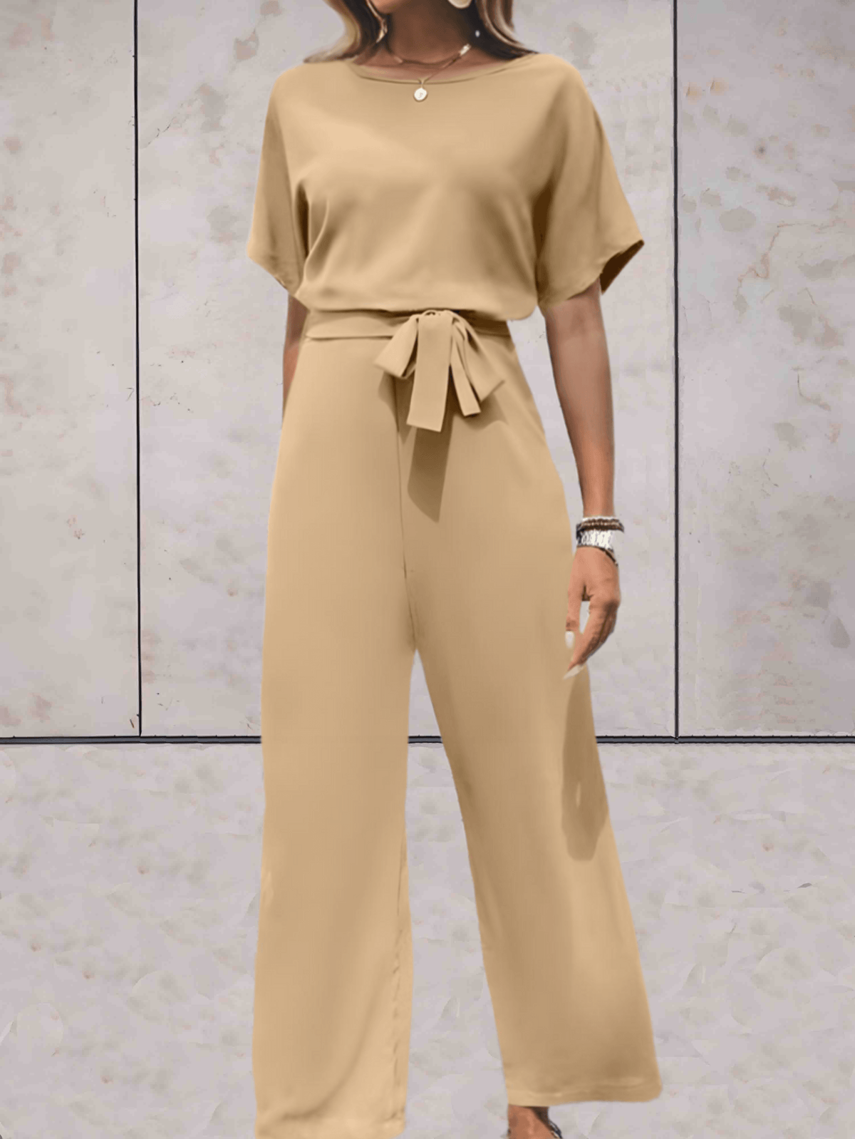 Noa | Women’s Wide-Leg Jumpsuit Short Sleeve with Belt