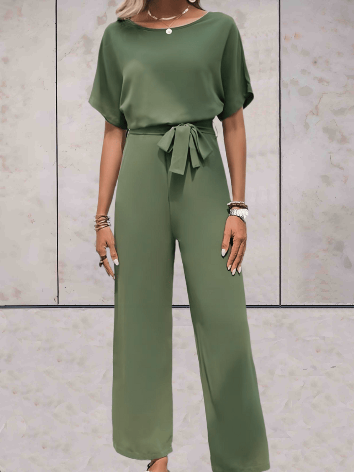 Noa | Women’s Wide-Leg Jumpsuit Short Sleeve with Belt