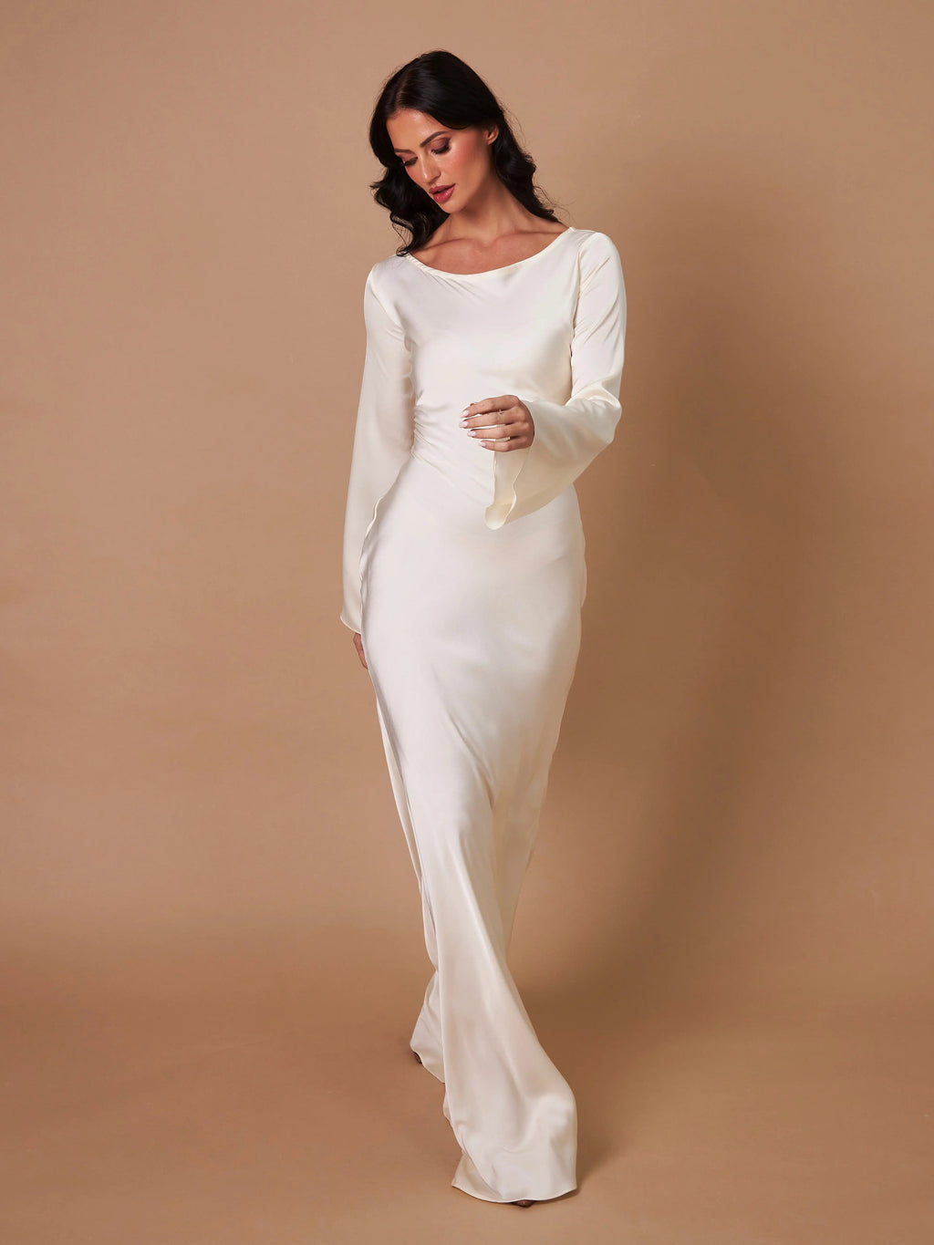 Pharia | Women’s Cowl Neck Maxi Dress with Sleeves