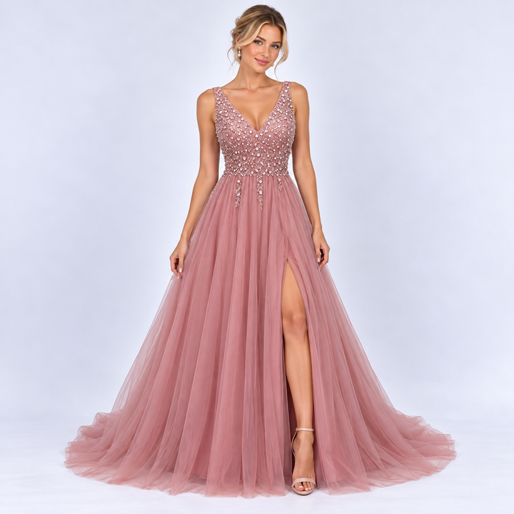 Phoebe Kelly | Formal Maxi Dress With Beaded Bodice For Women