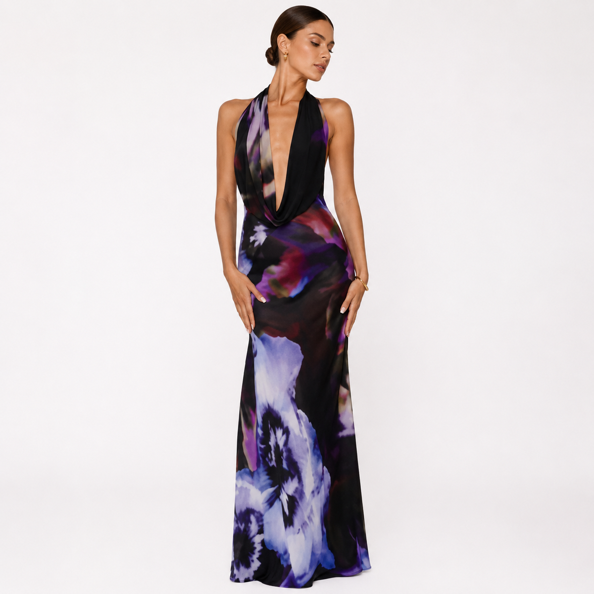 Phoebe Langley | Plunging Halter Maxi Dress For Women