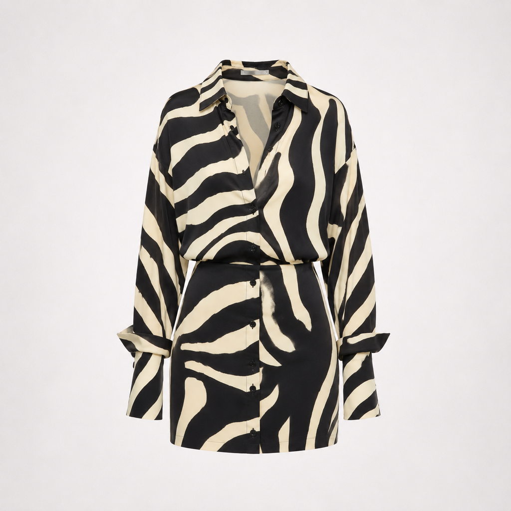 Phoebe Weston | Zebra Print Long Sleeve Mini Dress For Women