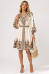 Poppy Sinclair | Paisley Print V-Neck Midi Dress For Women