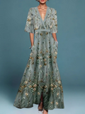 Lauren | Women’s Elegant Floral Dress with V-Neck Belt