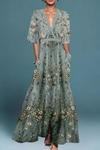 Lauren™ | Elegant Floral V-Neck Belted Boho Dress