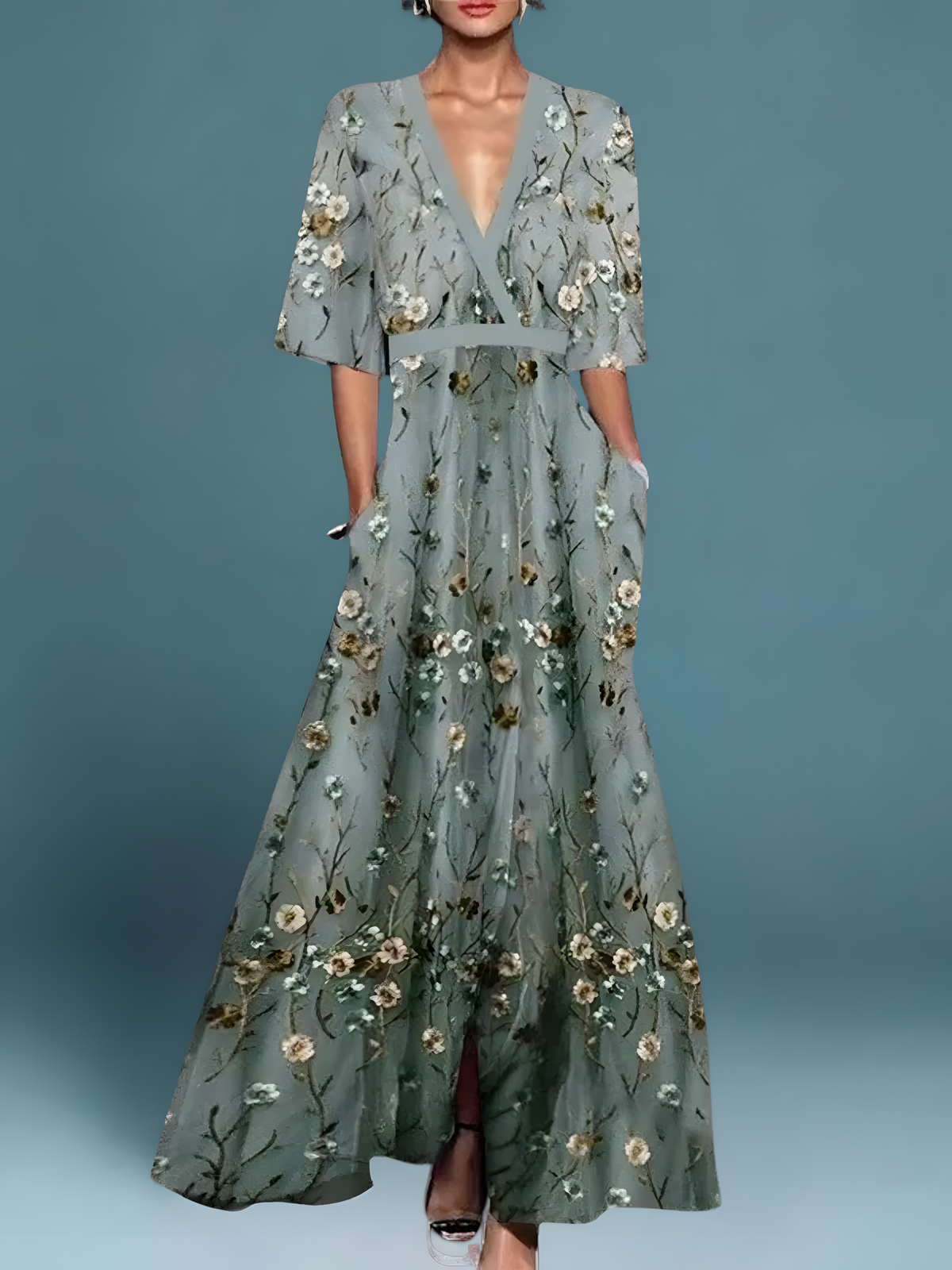 Laure | Women’s Elegant Wrap Dress with Floral Print