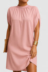 Iris | Women's Mock Neck Shoulder Cutout Dress Short Sleeve