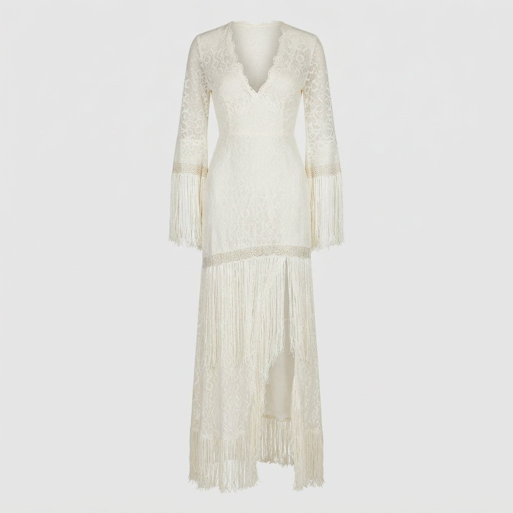 Ruby Campbell | Boho Lace Tassel Maxi Dress For Women