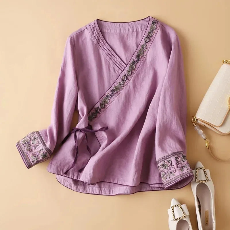 Lotus | Women’s Relaxed Breeze Blouse with Embroidery
