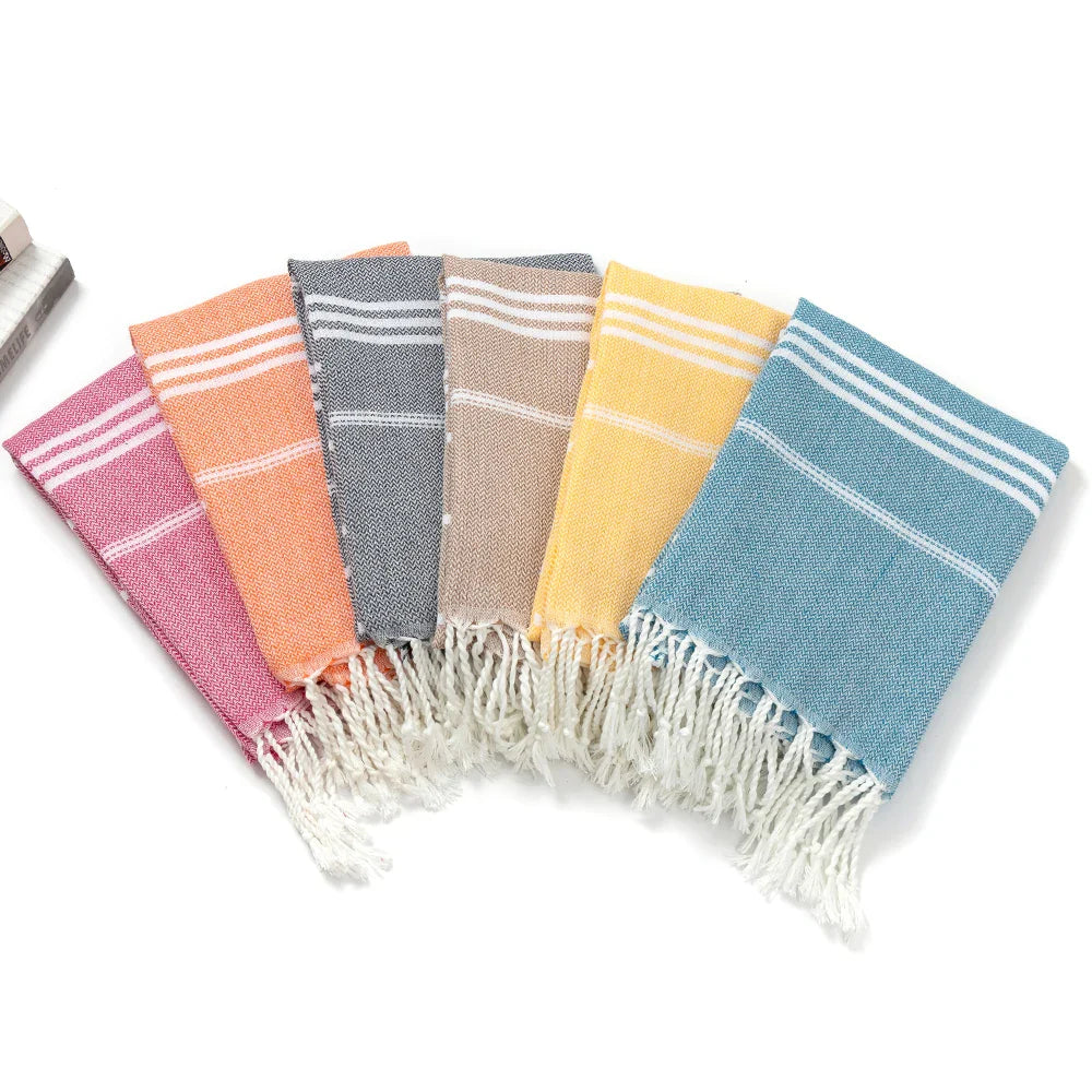 Joanna | Women’s Striped Tassel Bath Towels with Fringe