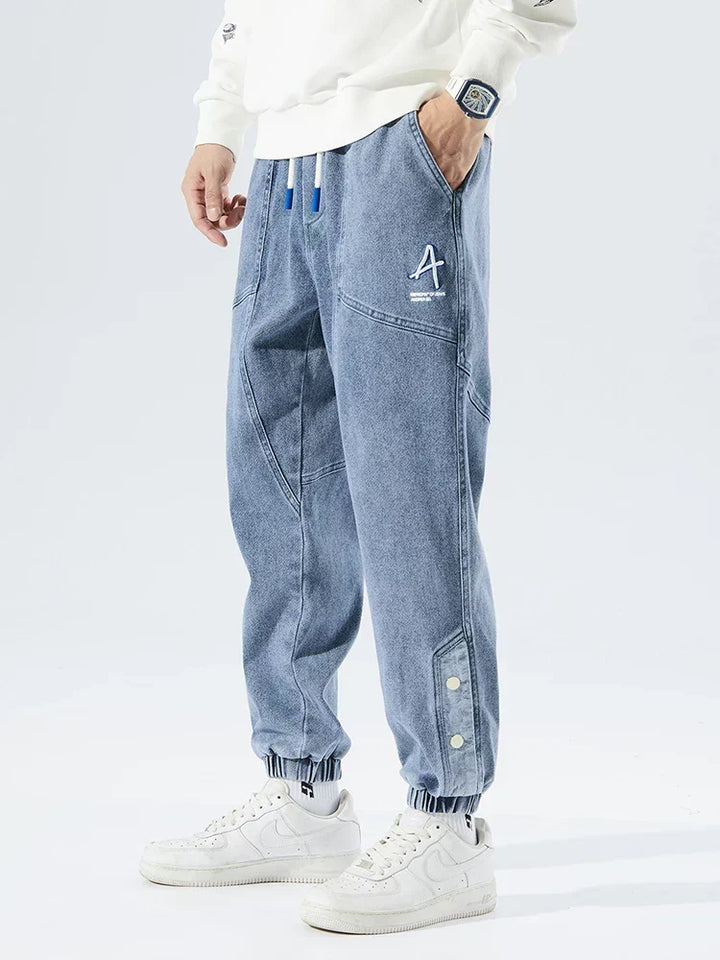 Cody Marsh | Denim Jogger Jeans With Elastic Waist For Men