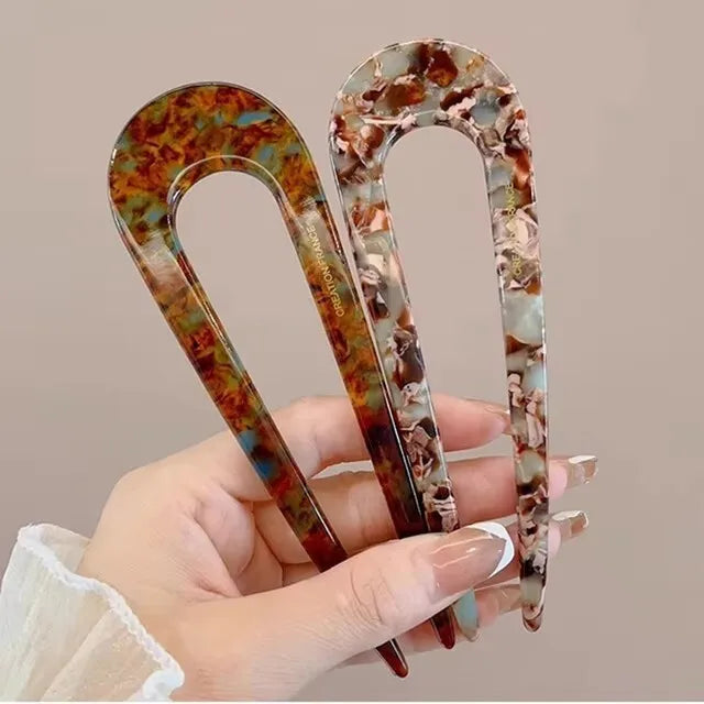 Serine | Women’s Marble Print Hair Fork with Pattern