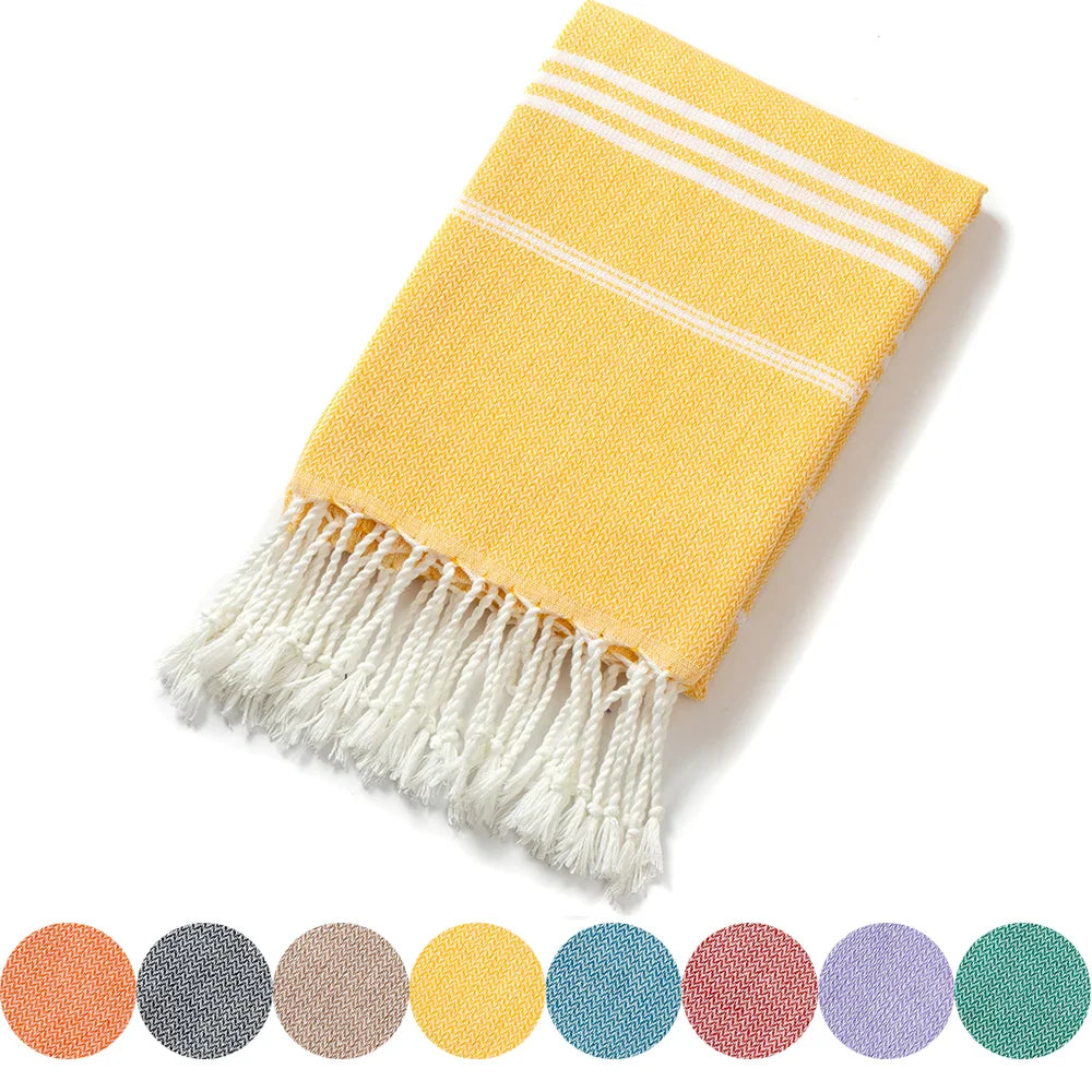 Joanna | Women’s Striped Tassel Bath Towels with Fringe