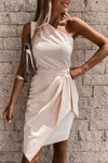 Hannah | Women's One-Shoulder Mini Dress Belted Asymmetric Occasion Dress