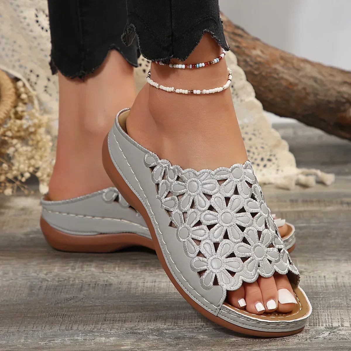 Ella | Women’s Floral Sandals with Cushioned Insole