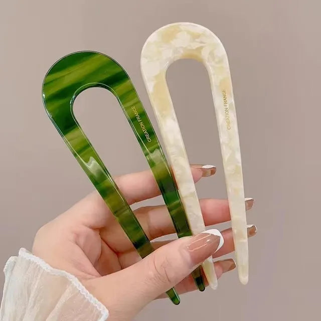 Serine | Women’s Marble Print Hair Fork with Pattern