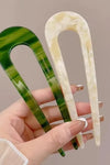 Serine™ | Fashion Marble Print U-Shaped Hair Fork Acetate Geometric Hair Clip Stick For Bun Maker Women Girls DIY Vintage Hairstyle Tools