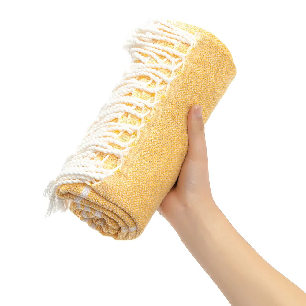 Joanna | Women’s Striped Tassel Bath Towels with Fringe