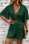 Stella | Women's Twist Front Crop Top & Shorts Co-ord Set