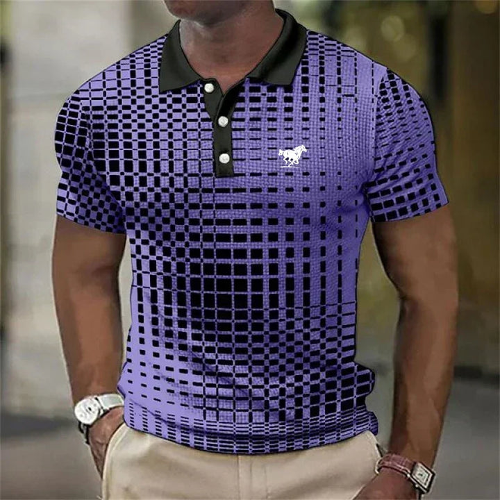 Miles Donovan | Stretch Geometric Print Polo Shirt For Men