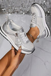 Sienna | Women's Metallic Lace Up Side Zip Platform Sneakers