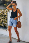 Mia | Women’s High Waist Shorts with Distressed Detailing