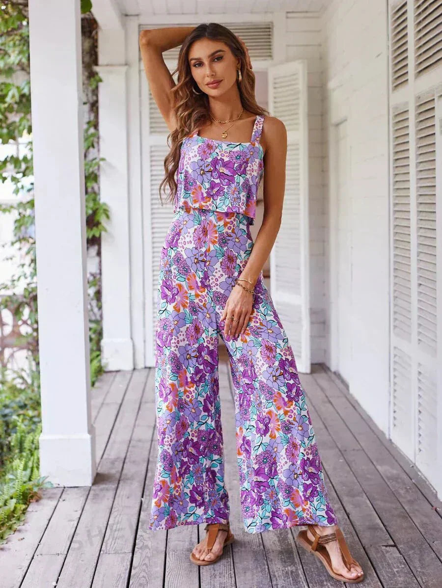 Sienna | Women’s Floral Wide-Leg Jumpsuit with Open Back
