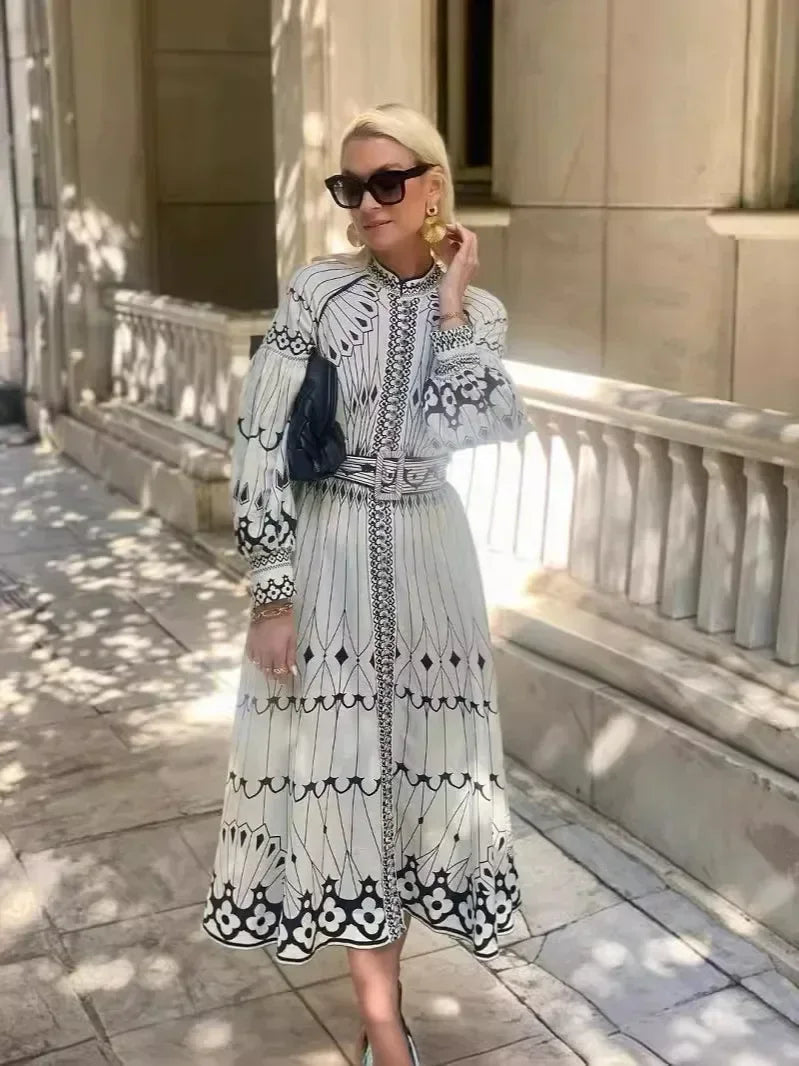 Mirabel | Women’s Elegant Retro A-Line Dress with Print