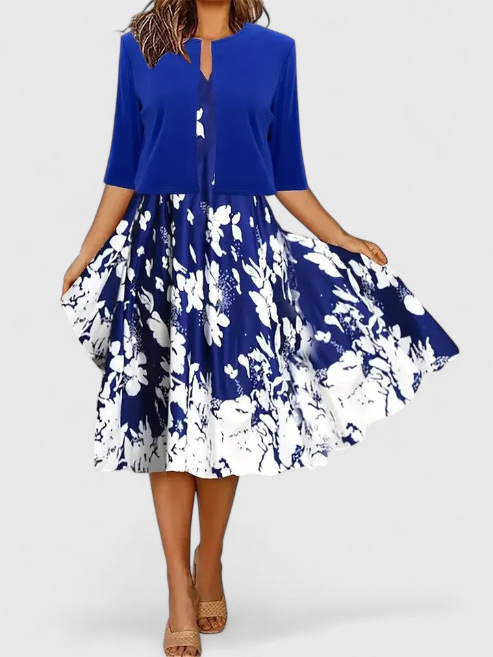 Belle | Women’s Floral Midi Dress with Cropped Jacket