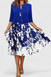 Belle | Women's Floral Midi Dress with Cropped Jacket Two-Piece Set