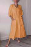 Lucy | Casual V-Neck Midi Dress with Pockets