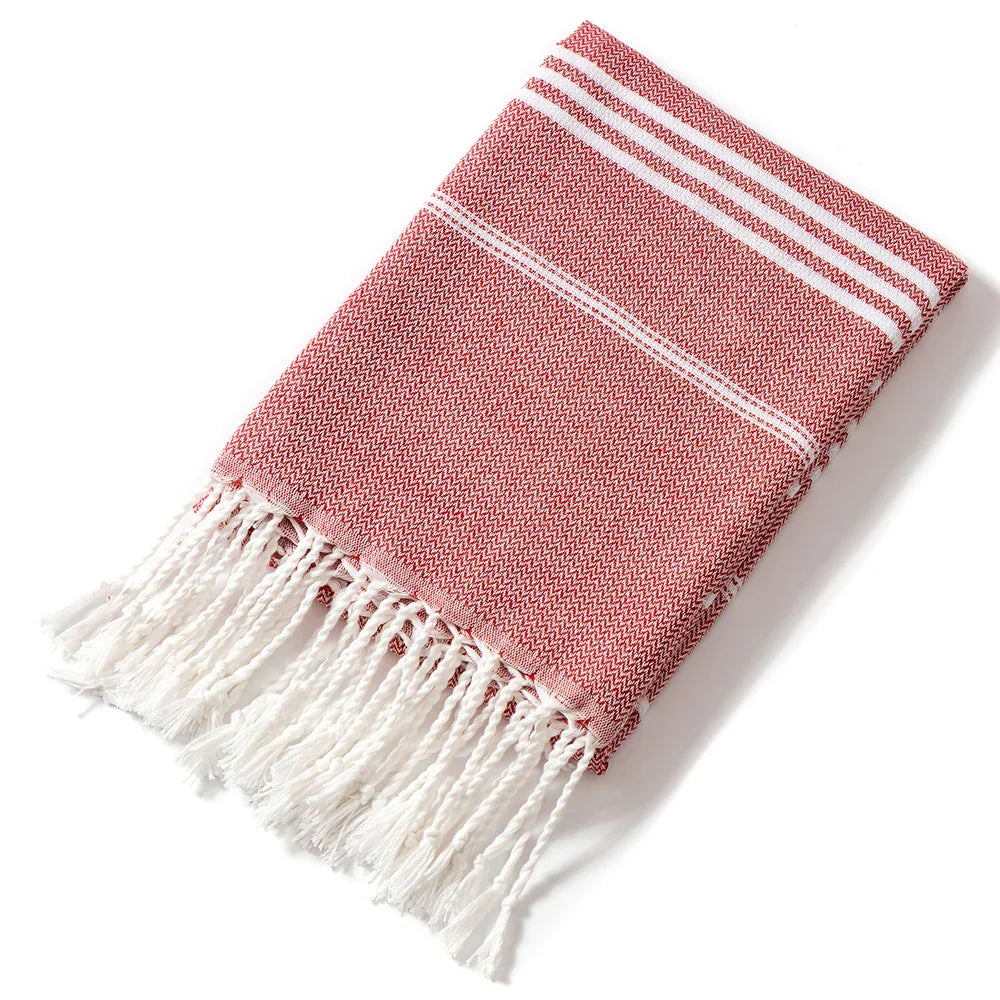 Joanna | Women’s Striped Tassel Bath Towels with Fringe