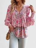 Indie | Women’s Boho Blouse with Lace-Up V-Neck